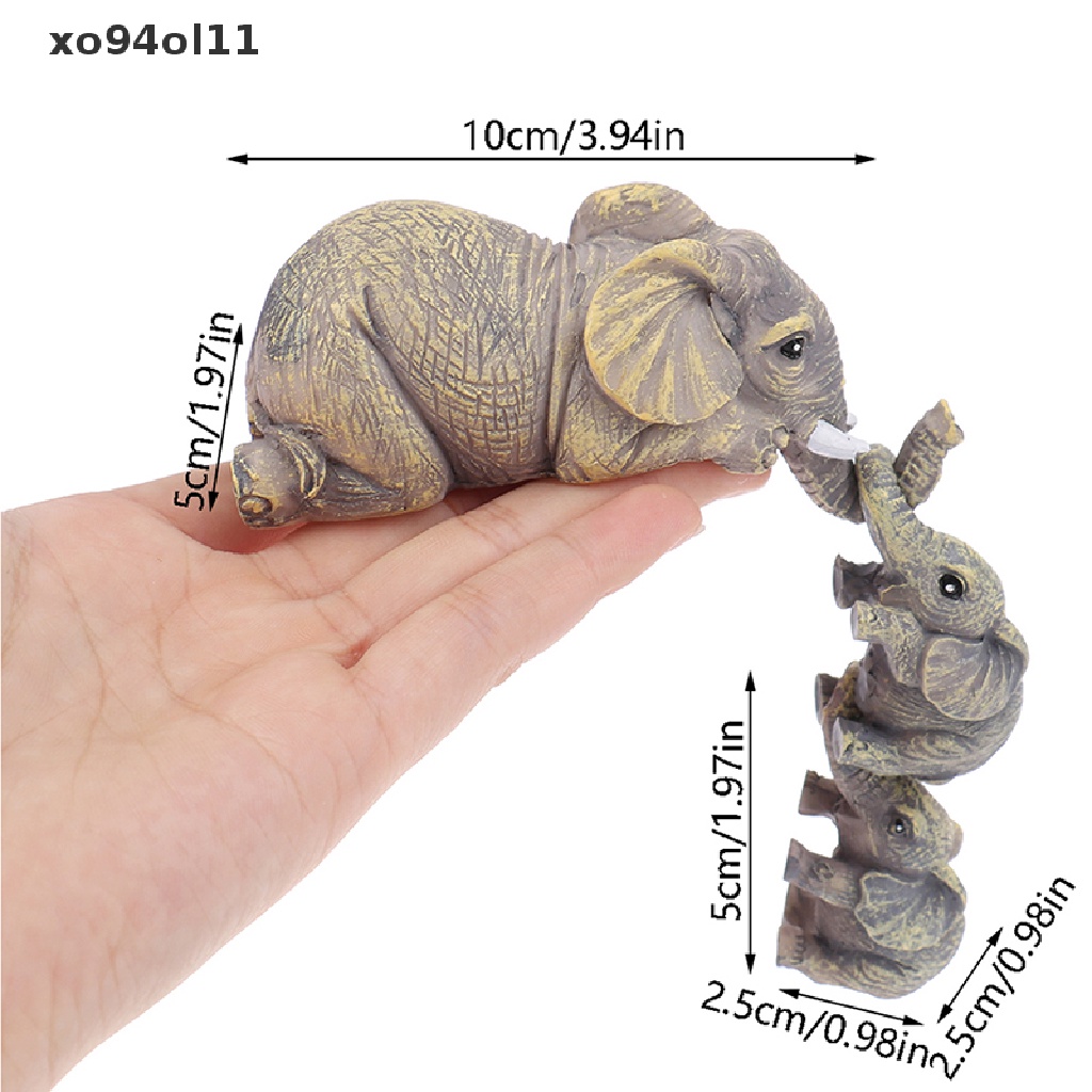 Xo 3pcs/set Patung Gajah Lucu Gajah Pegang Bayi Resin Kerajinan Hadiah Rumah OL