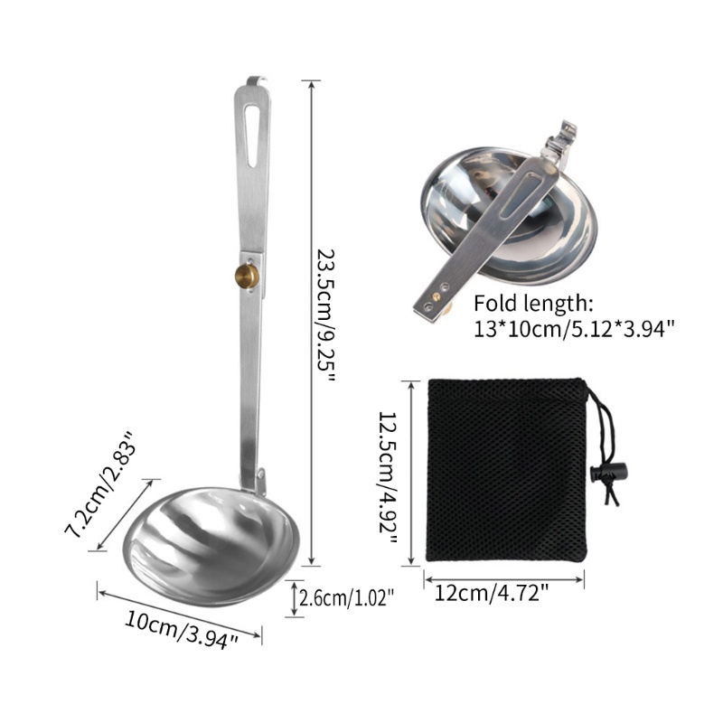 Sun Soup Ladle Stainless Steel Peralatan Sendok Masak Portable Tahan Abrasi