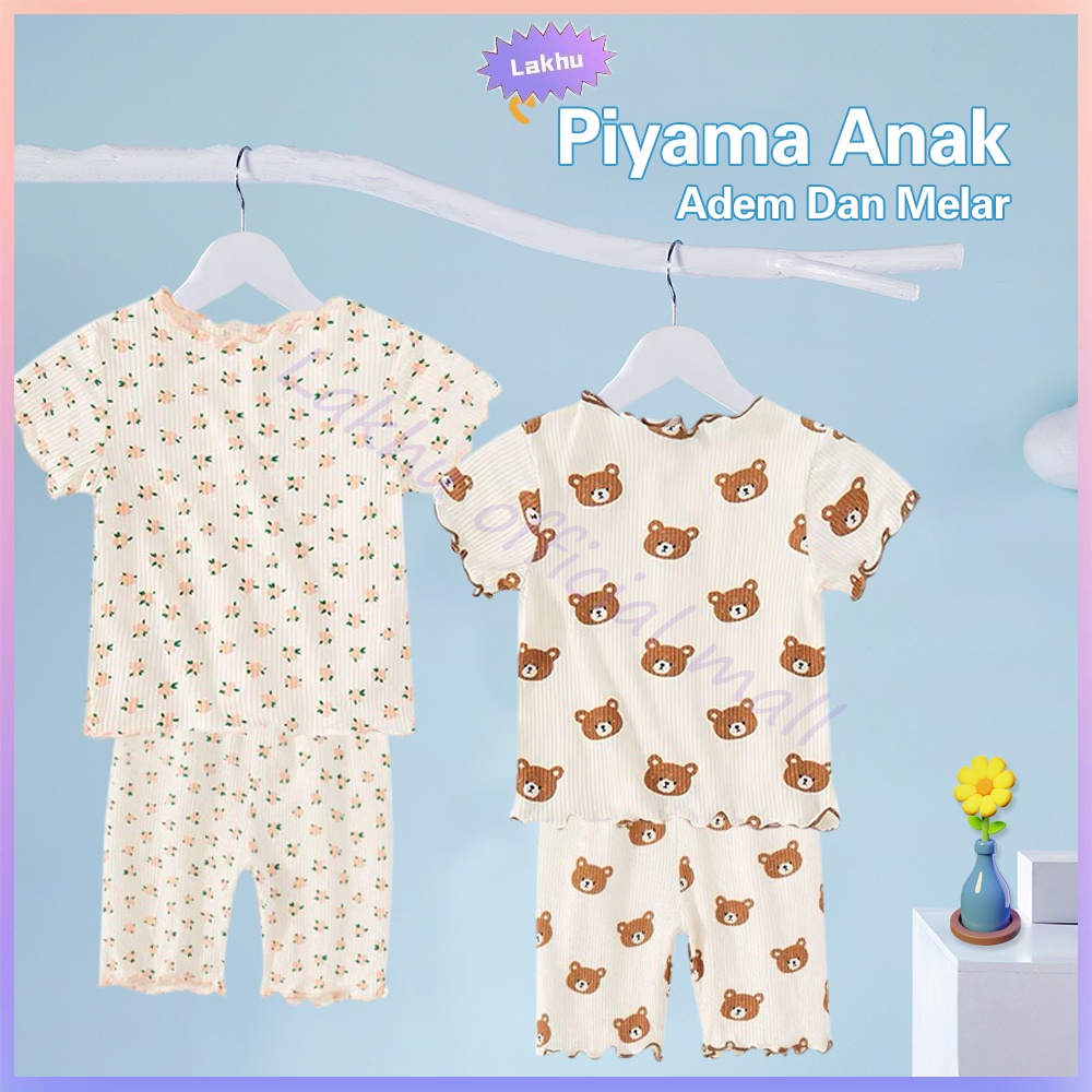 Lakhu Baju Tidur Organik Anak 0-4tahun Piyama Anak Unisex Setelan Tidur Korea Import