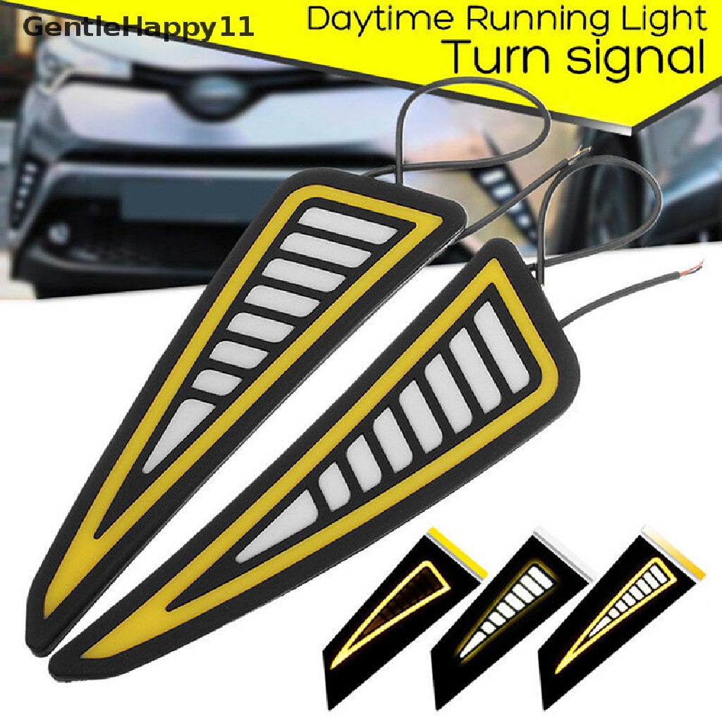 Gentlehappy Lampu LED Bumper Strip Mobil COB Daytime Running Light Kuning Sein DayLight DRL id