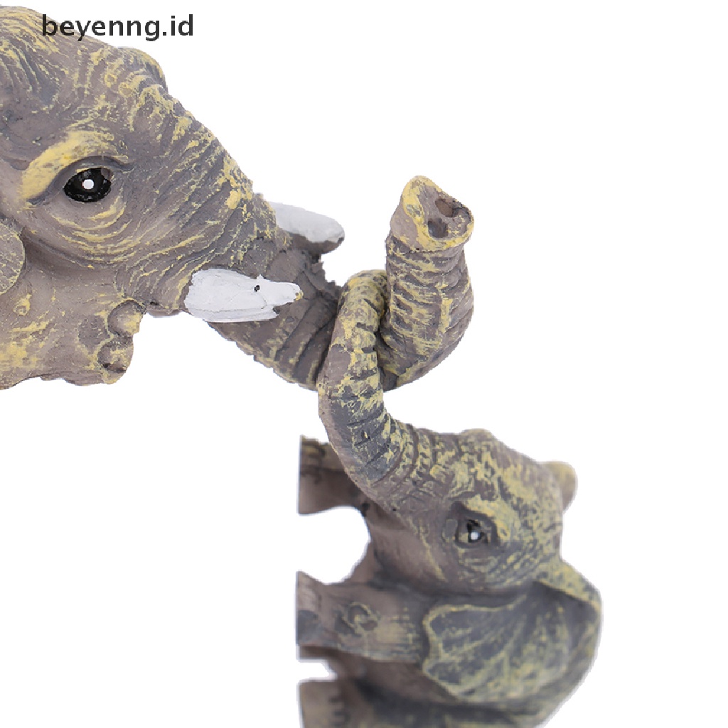 Beyen 3pcs/set Patung Gajah Lucu Gajah Pegang Bayi Resin Kerajinan Hadiah Rumah ID