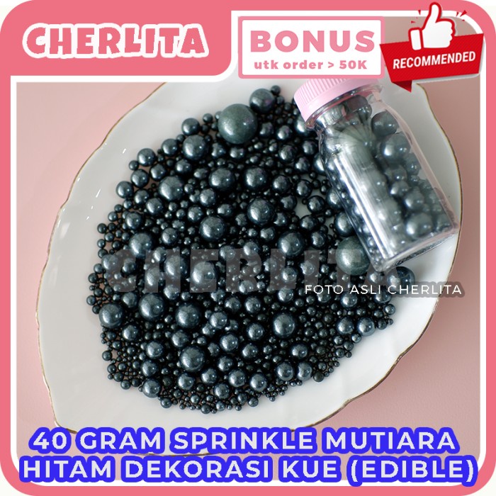 

Sprinkle Hiasan Kue Tart Ulang Tahun Gula Dekorasi Mutiara Hitam Black