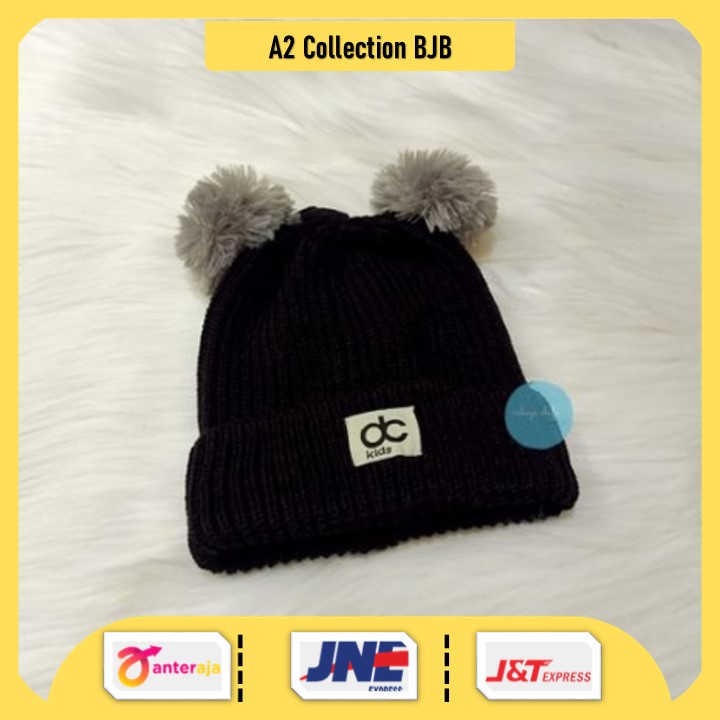 A2 | KIDS TOPI RAJUT ANAK POMPOM KUPLUK BAYI POMPOM PREMIUM TERLARIS