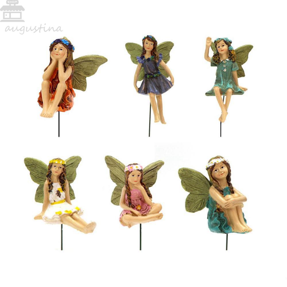 Patung Agustina Fairies 6Pcs/set Bunga Peri Dekorasi Rumah Hiasan Plug In Dollhouse Fairy Garden Aksesoris