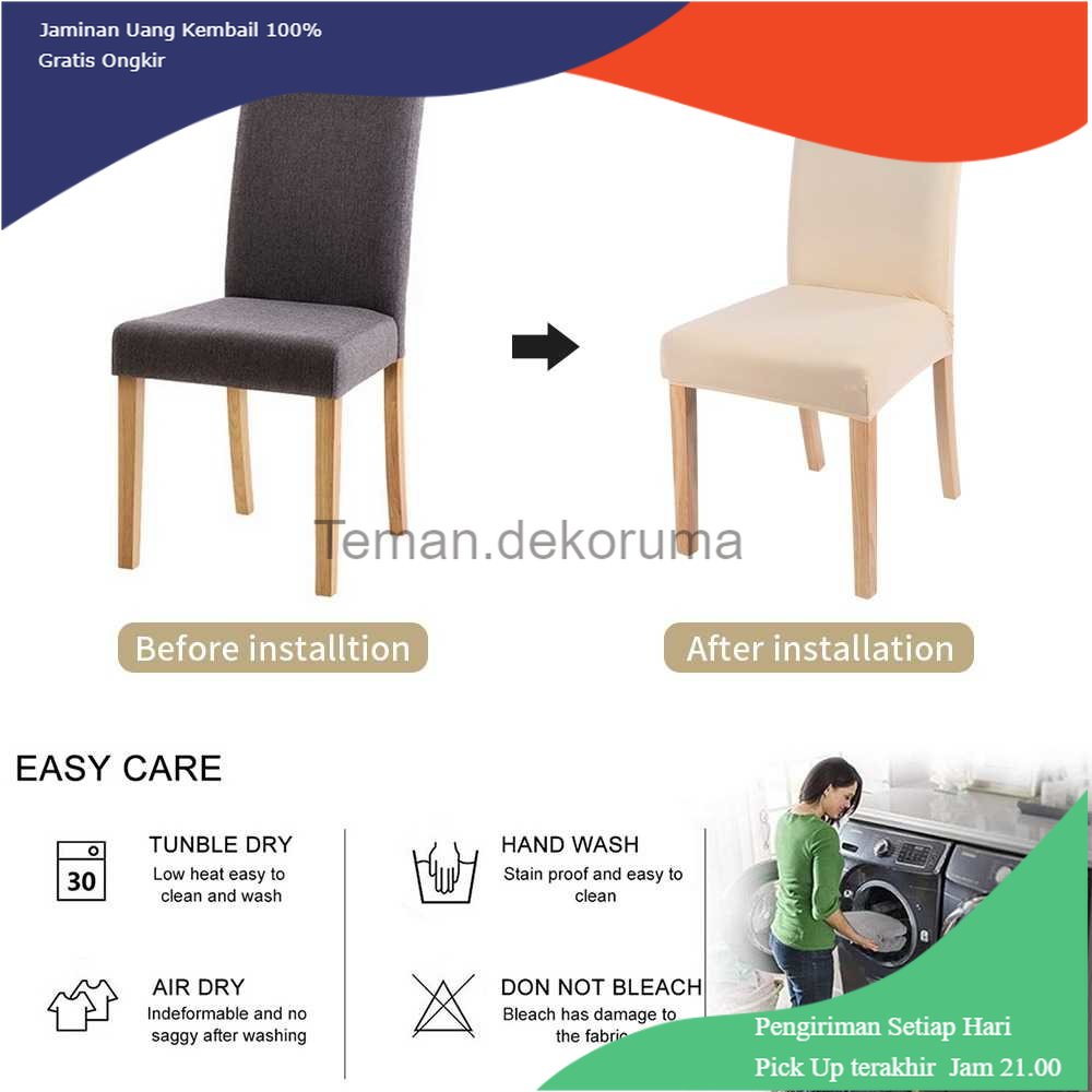 TD - RTG KFETHIN Sarung Kursi Makan Restoran Hotel Elastic Dining Chair Cover - KF55