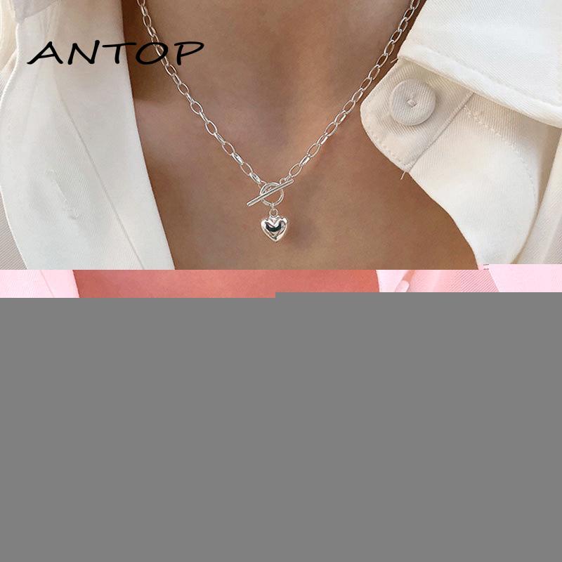 [antop] Rasa Desain Perempuan Rantai Klavikula Pasangan Kalung OT Gesper Cinta Liontin Kalung