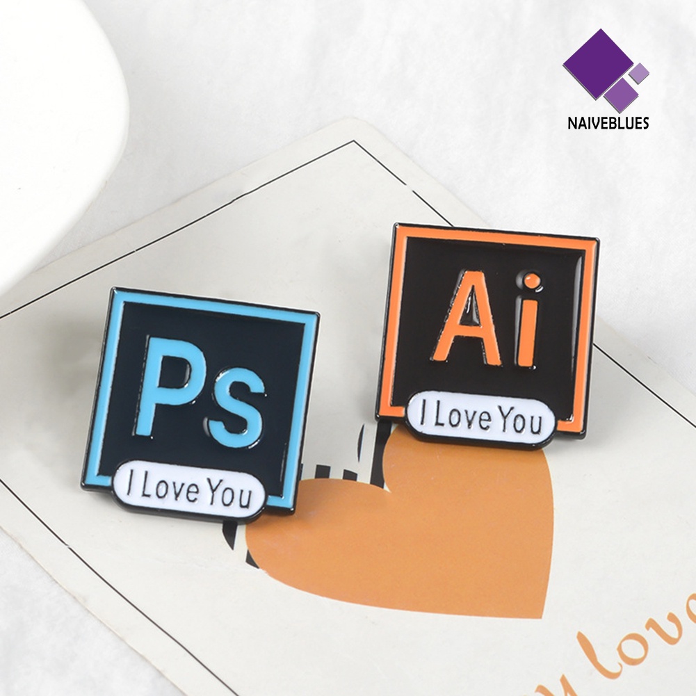 &lt; Naiveblues &gt; PS AI PR AU Photoshop I Love You Lapel Enamel Badge