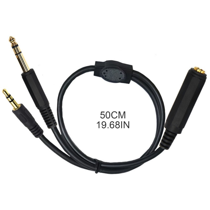 Cre Spliter Cable 6.35mm Female to 6.35mm Male+3.5mm Male Headphone Cable Kabel Untuk Gitar, Perangkat Laptop