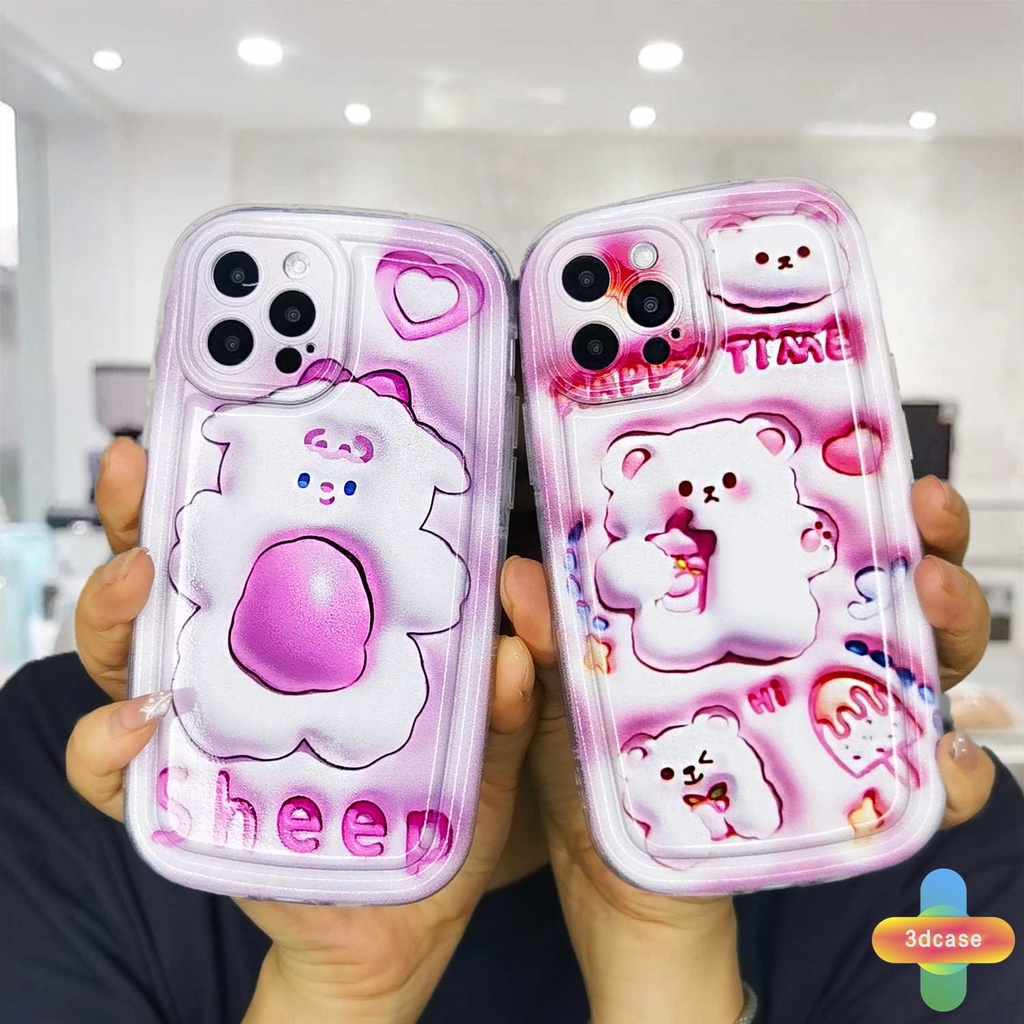 Compatible For Case IPhone XR 11 12 13 14 PRO MAX 6 7 6S 8 14 Plus X XS MAX 11 12 13 Se 2020 6SPlus 7Plus 6Plus 8Plus 14Plus XSMAX Cute Sheep Couples Soap Case