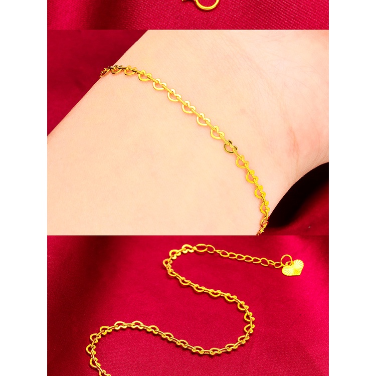 Goldkingdom Perhiasan Fashion 24K Bangkok Aksesoris Ready Stock Wanita Cinta Gelang Tipis Gelang Grosir Berlapis Emas Vakum Gelang