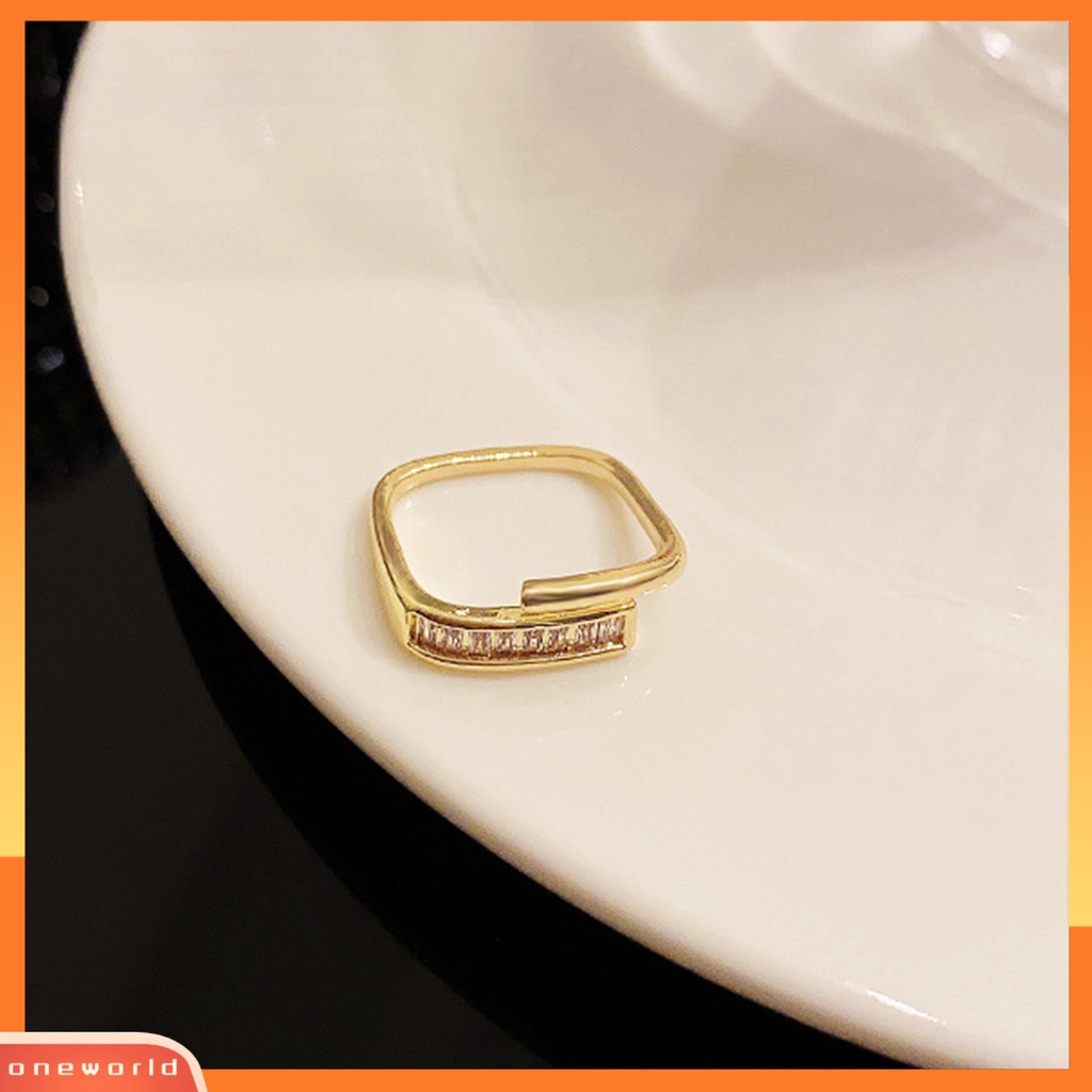 [EONE] Cincin Jari Double Layer Geometris Mengkilap Pembukaan Yang Dapat Disesuaikan Gaya Korea Tembaga Wanita Silver Finger Ring Pakaian Sehari-Hari