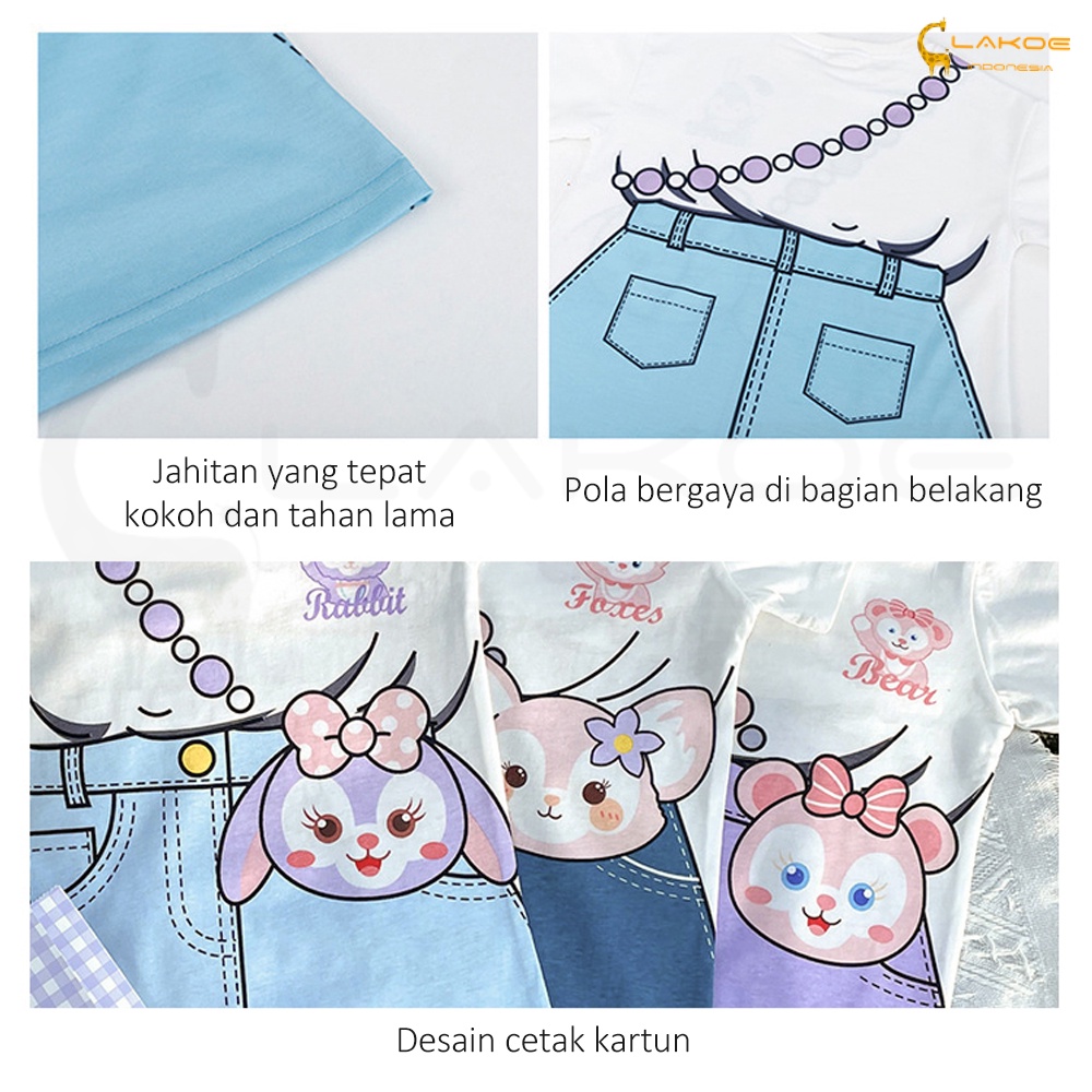 Lakoe Gaun anak perempuan 1-9Tahun Dress baju anak  rok kasual /rok denim dua potong palsu anak