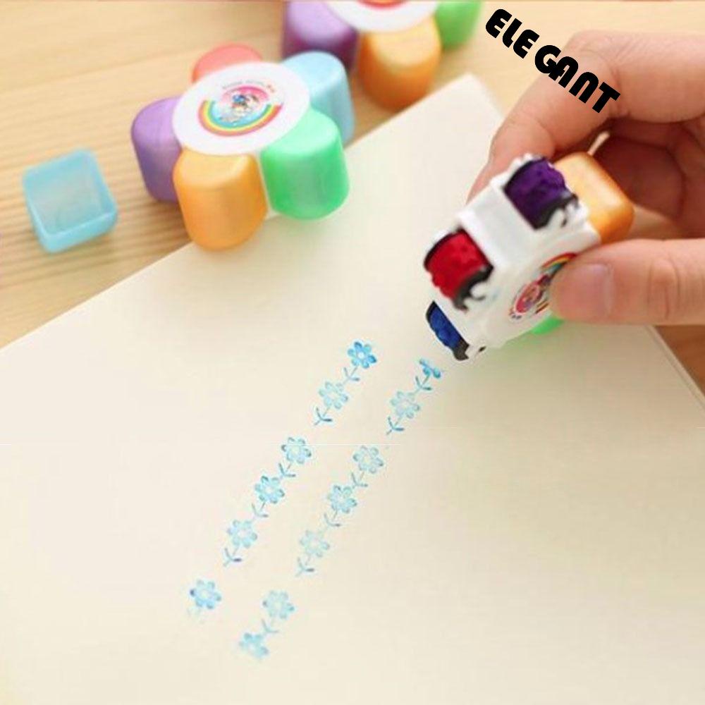 [Elegan] Seal Roller Stamps 5in1 Preschool Scrapbooking Hand Akun Hadiah Anak Jurnal Stempel Dekoratif