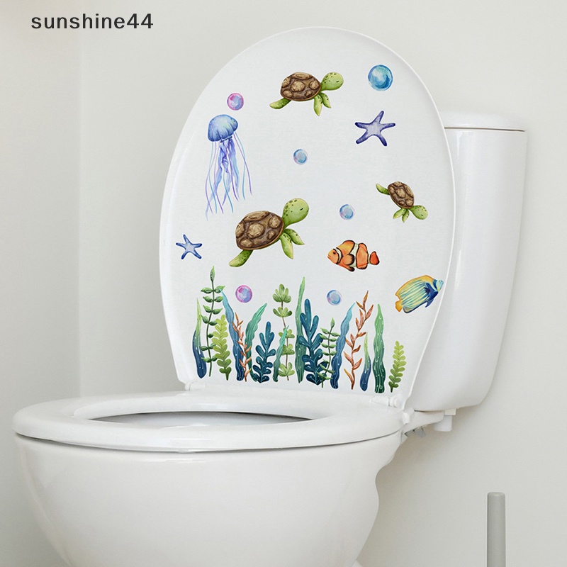 Sunshine 11PC Hewan Dasar Laut Toilet Stiker WC Perekat Diri Paing Yang Dapat Dilepas Kamar Mandi Stiker Kamar Mandi Stiker Dekoratif Dekorasi Ruangan Stiker Dinding ID