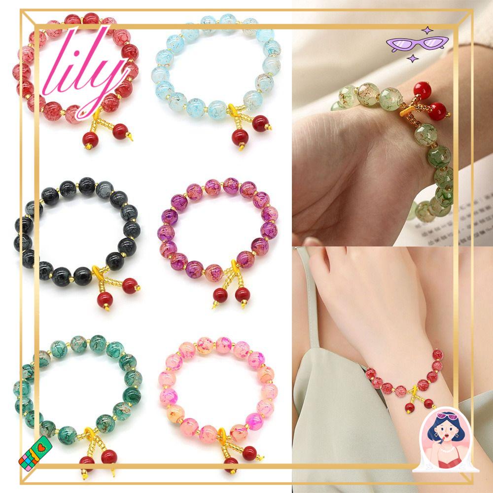 Lily 3 Pcs Manik-Manik Kaca Gelang Fashion Wanita Aksesoris Perhiasan Hadiah Kepribadian