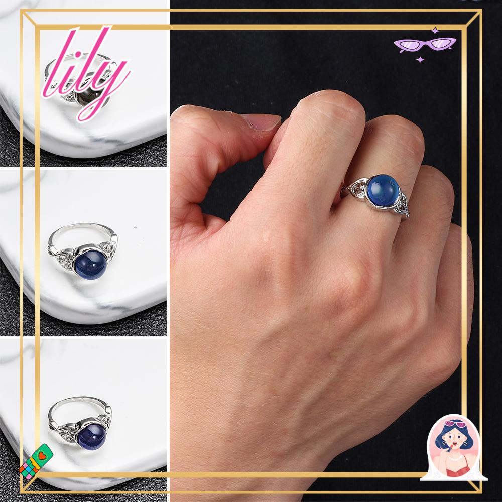 Lily Mood Cincin Hadiah Kreatif Hadiah Untuk Wanita Gadis Perhiasan Kontrol Suhu