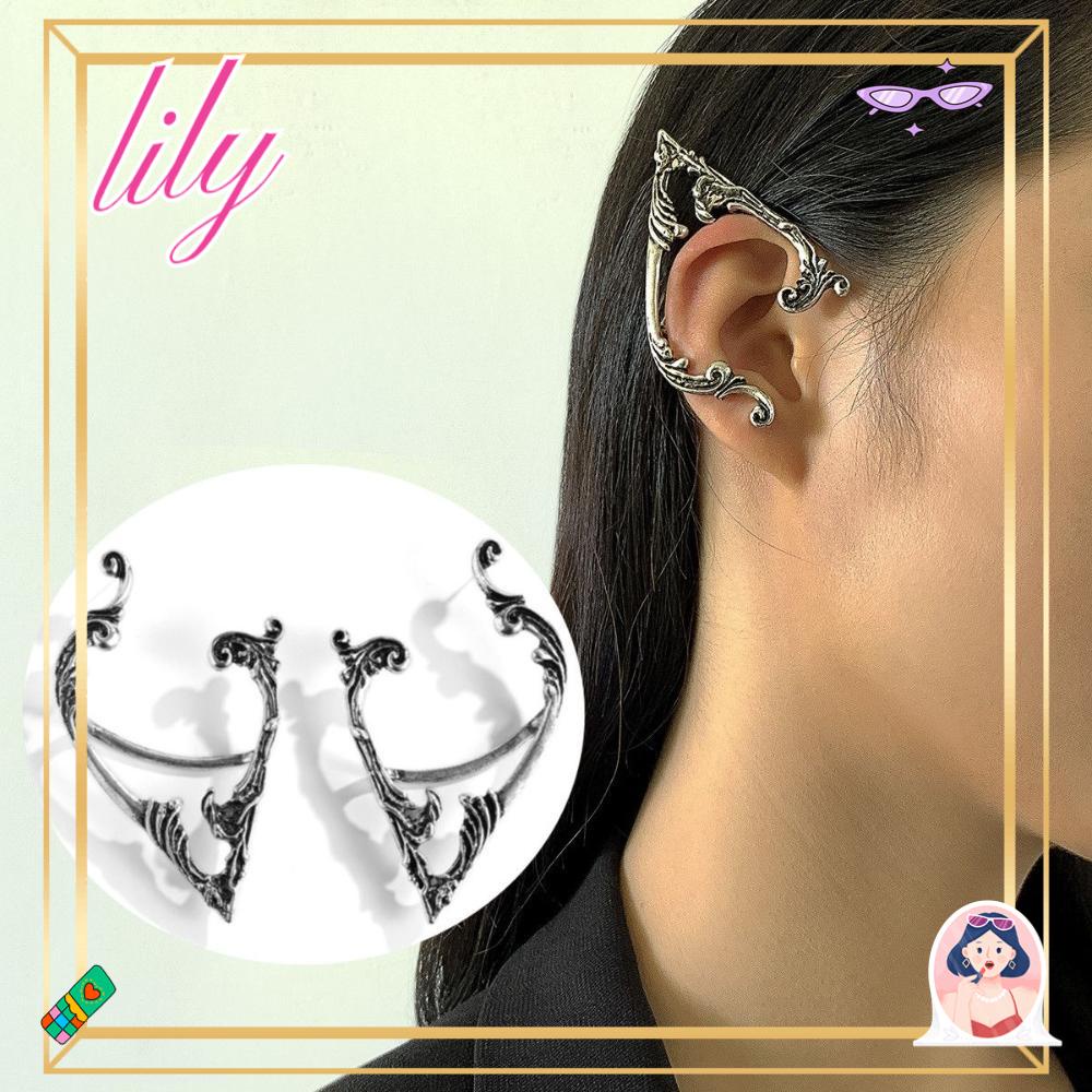 Lily Punk Peri Perhiasan Wanita Warna Perak Goth Elf Ear Clip