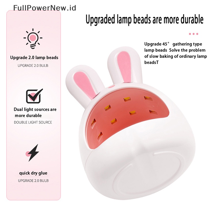 Power Lampu Kuku Kelinci Portabel USB Charging Lights Pengering Kuku LED UV Jari Tunggal ID