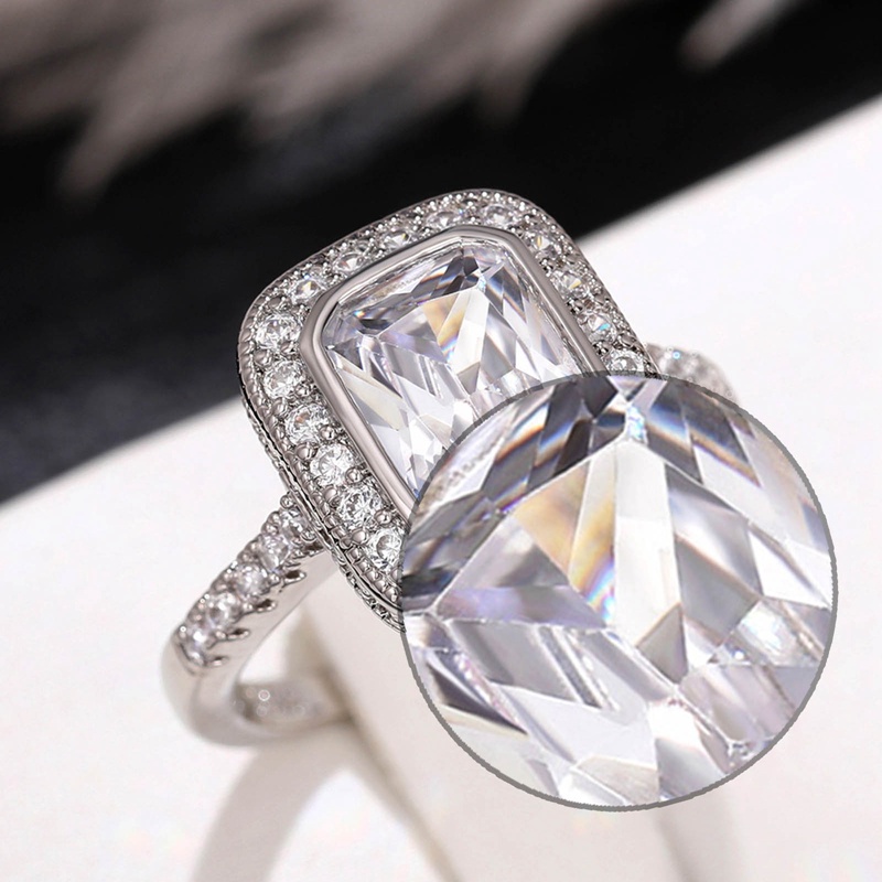 Fashion Cincin Kawin Wanita Modern Mewah Hias Kristal Cubic Zirconia Perhiasan Pesta Pertunangan Sederhana Dan Elegan