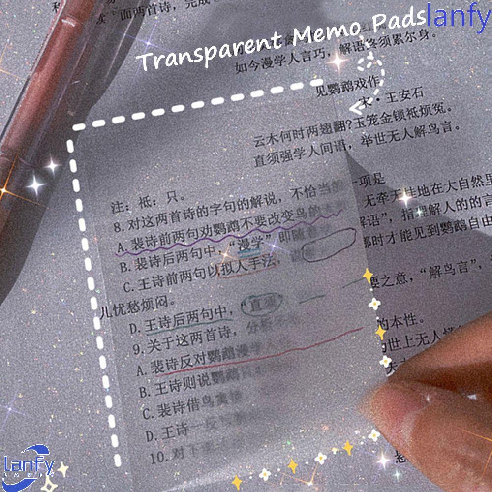 Lanfy 50 Lembar Sticky Note Transparan Tahan Air Untuk Kantor / Sekolah