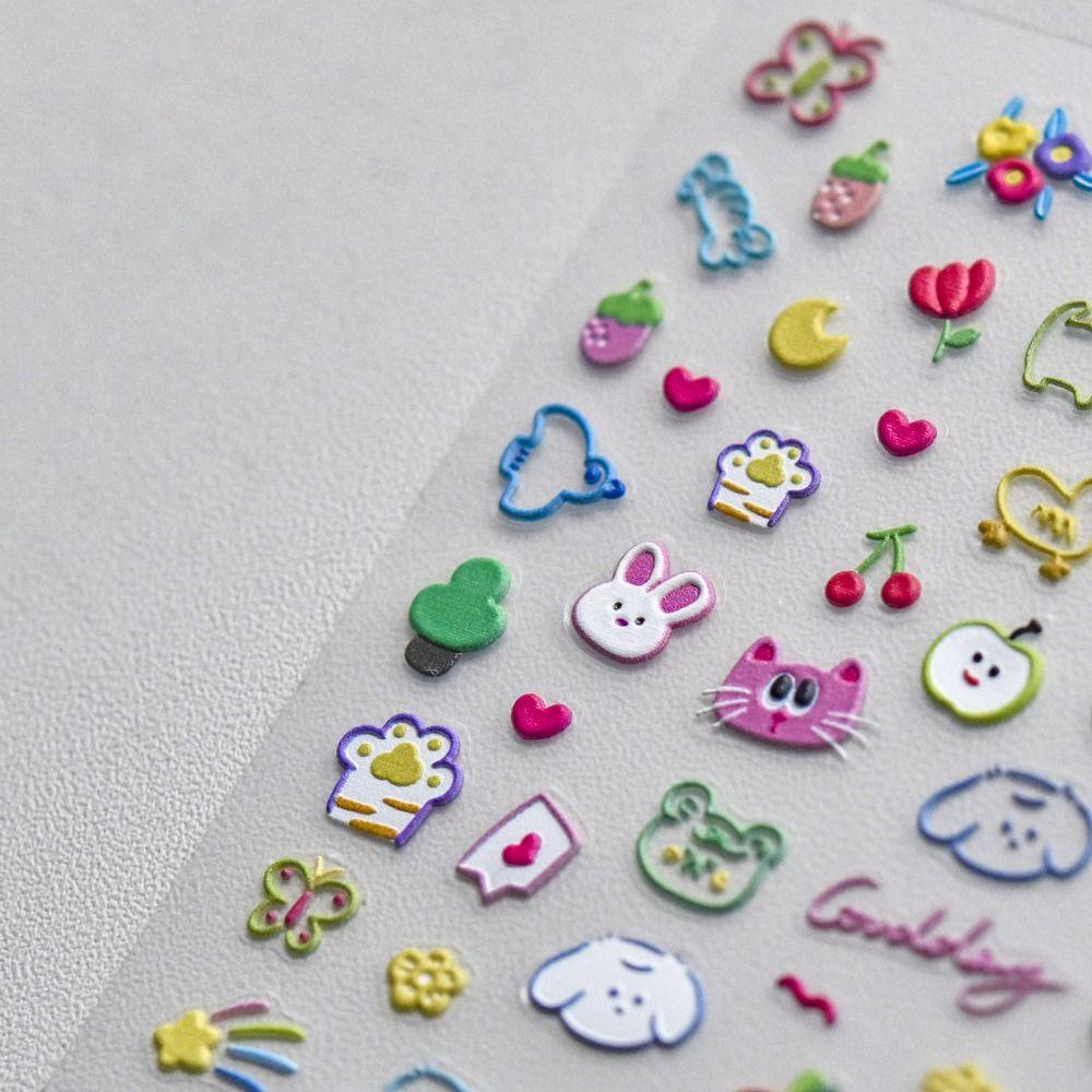 Mxbeauty Stiker Kuku Kartun Lucu Perekat Diri Kelinci Kitty Cat Melody Dekorasi Kuku