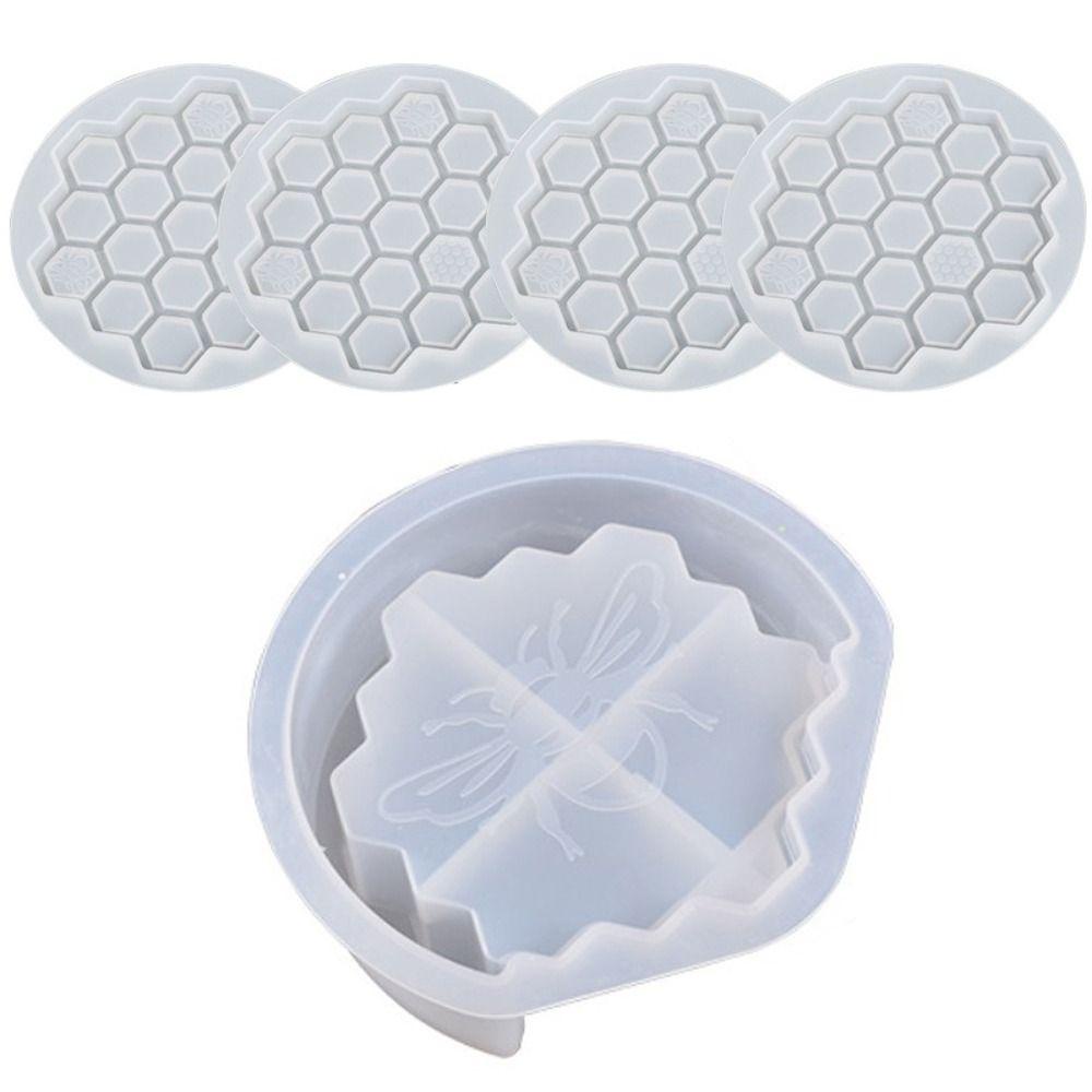 TOP Honeycomb Cup Coaster Casting Table Coaster Penyimpanan Cetakan Silikon DIY Craft