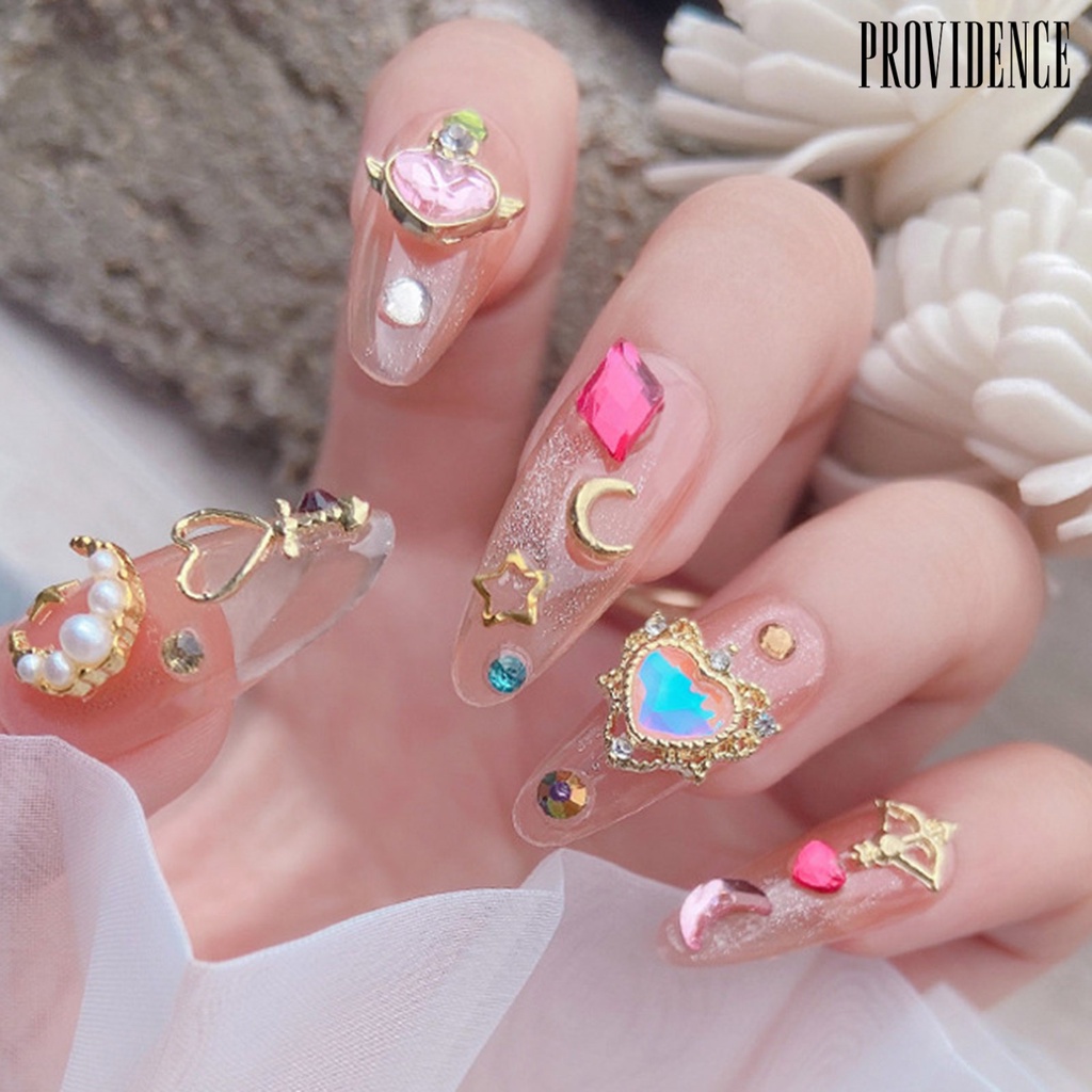 Providence 1kotak Dekorasi Kuku Banyak Bentuk Tahan Air Resin Warna-Warni Berkilau Bulan Bintang DIY Nail Art Tips Dekorasi Perlengkapan Kecantikan