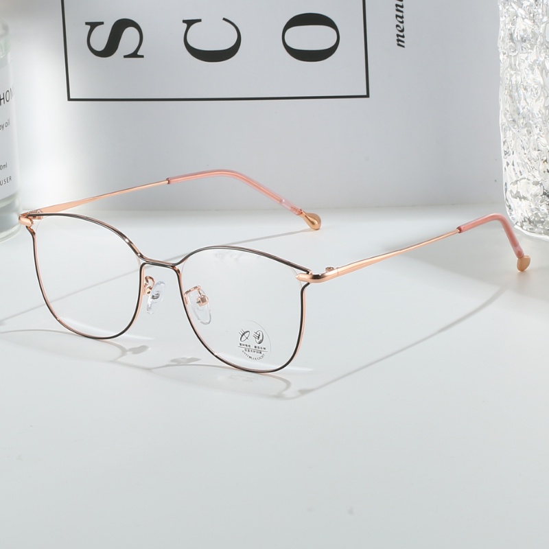 (YUZHU) Western Vintage Fashion Metal Frame Eyeglasses Modern Fashion High Quality Anti Blue Light Eyeglasses Untuk Wanita