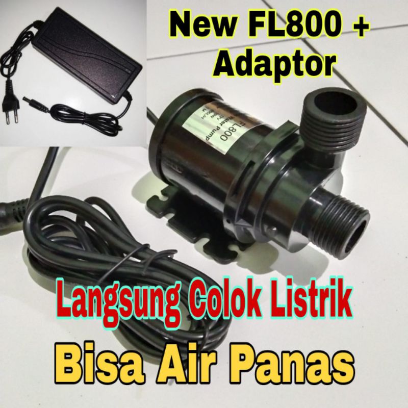 Pompa Air Pendorong Water Heater Shower Booster Drat Luar 1/2 1/2&quot; DC 12V FL800 + Adaptor Pompa Banjir 12V 800 Liter Per Jam Multi fungsi Aquarium Hidroponik PLTS