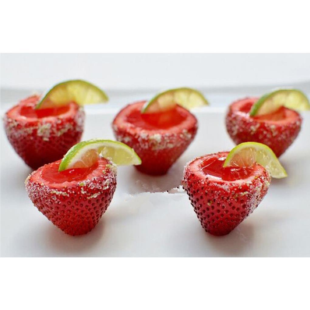 2pcs Strawberry Berry Corer Batang Daun Huller Permata Penghilang Penghilang Penghilang Corer Buah Alat Dapur