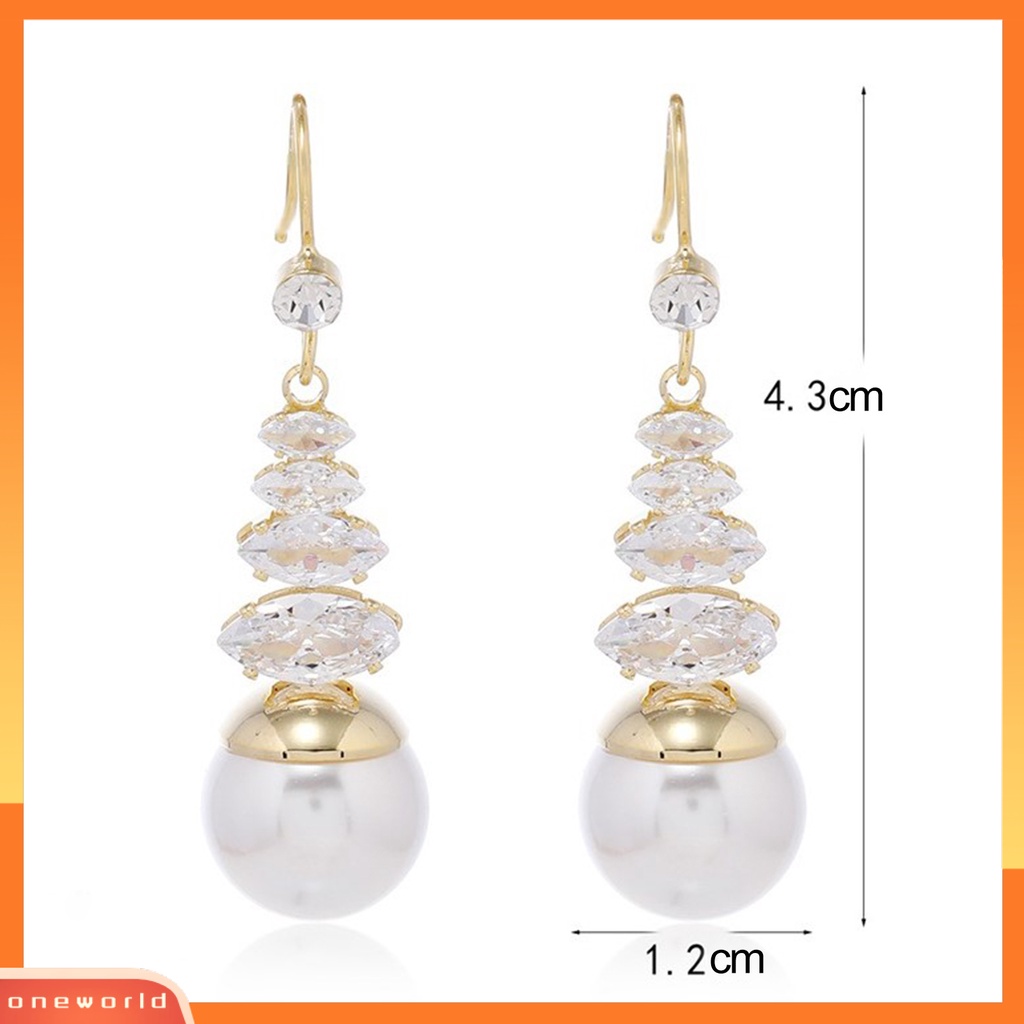 [EONE] 2 Pcs Ladies Earrings Gaya Cina Trendi Semua Pertandingan Temperamen Indah Hias Tembaga Mutiara Imitasi Anting Wanita Hadiah