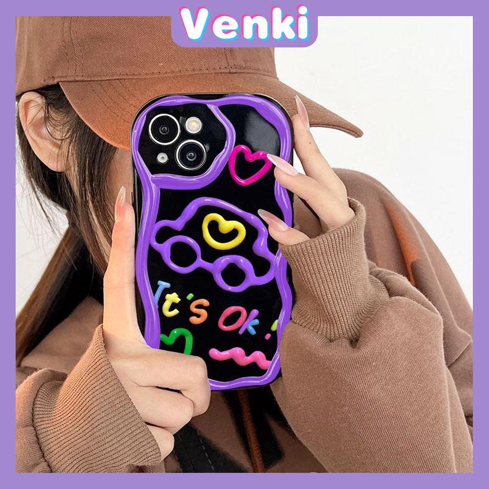 VENKI - For iPhone 11 iPhone Case 3D Curved Edge Wave Glossy Black TPU Airbag Shockproof Camera Cover Purple Car Compatible with iPhone 14 13 Pro max 12 Pro Max xr xs max 7 8Plus