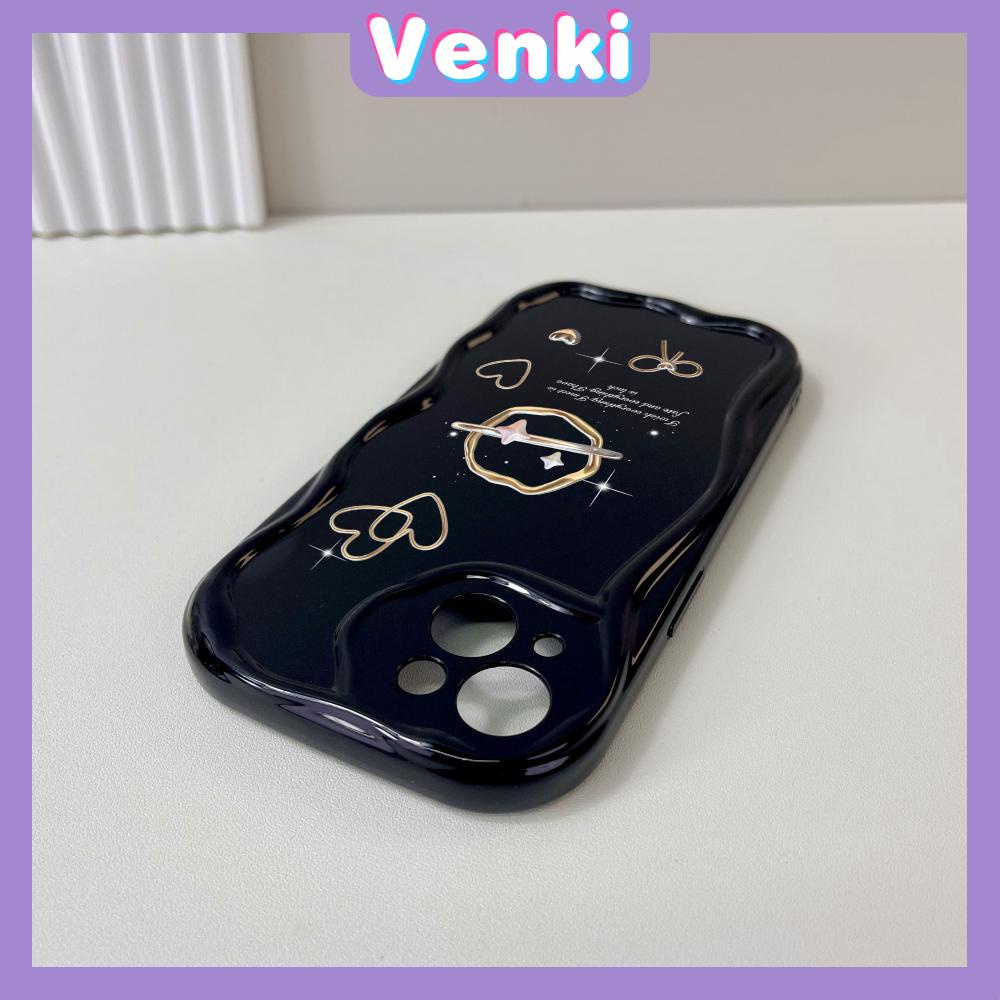 VENKI - For iPhone 11 iPhone Case 3D Curved Edge Wave Glossy Black TPU Airbag Shockproof Camera Cover love Planet Compatible with iPhone 14 13 Pro max 12 Pro Max xr xs max 7 8Plus