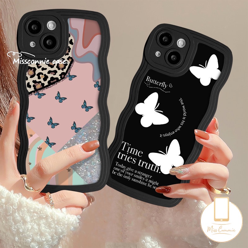 Cover Untuk Redmi 12C A1 10 9A 9 10C 10A 9T 9C A1+POCO M3 X3 NFC Pro Redmi Note11 10s 9s 8 9 11s 11 10 Pro Mi 11T Pro Art Vintage Butterfly Stripe Leopard Print Wavy Edge Sarung Soft Case