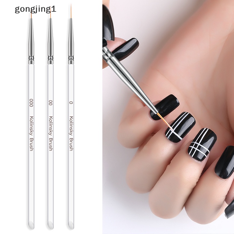 Ggg 3pcs Nail Art Drawing Striping Liner Pen Brush DIY Paing Lines Set Manicure ID