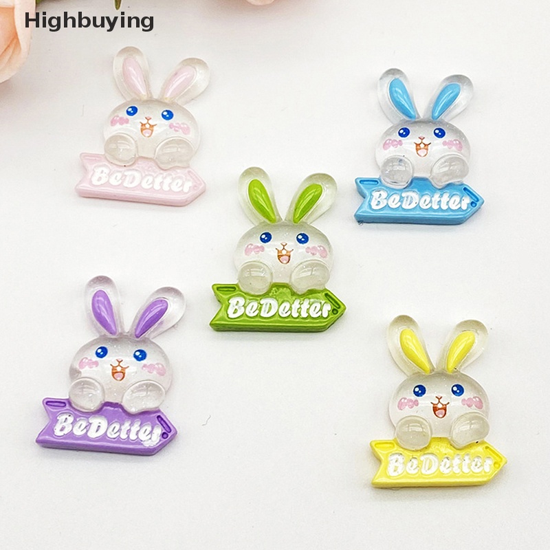 Hbid 5pcs DIY Fluorescence Rabbit Bunny Resin Aksesoris Untuk Bahan Crafg Perhiasan Ch Supply Seni Dekorasi Glory