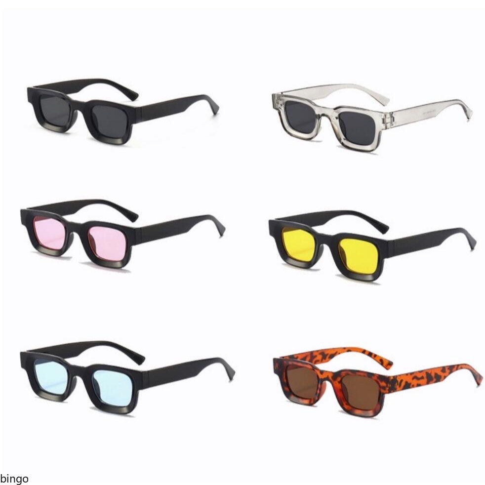 Kacamata Hitam UV400 Bingkai Kecil Persegi Gaya Vintage Untuk Pria Dan Wanita Boldie Frame Tebal Skinny Bold Persegi Panjang-3