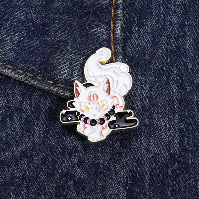 Lucu Mitos Hewan Inugami Enamel Pin Kawaii Anjing Logam Bros Lencana Kerah Pin Kartun Lencana Perhiasan Hadiah