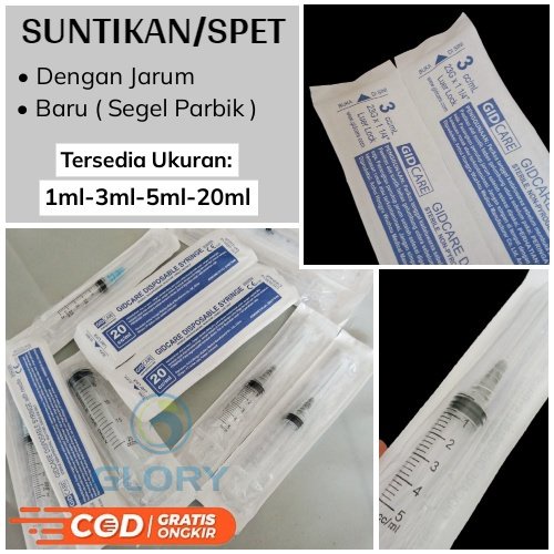 Spet / Alat Suntik Disposable Syringe With Needle Gidcare /Alat Suntikkan Hewan 1cc 3cc 5cc 20cc Bua