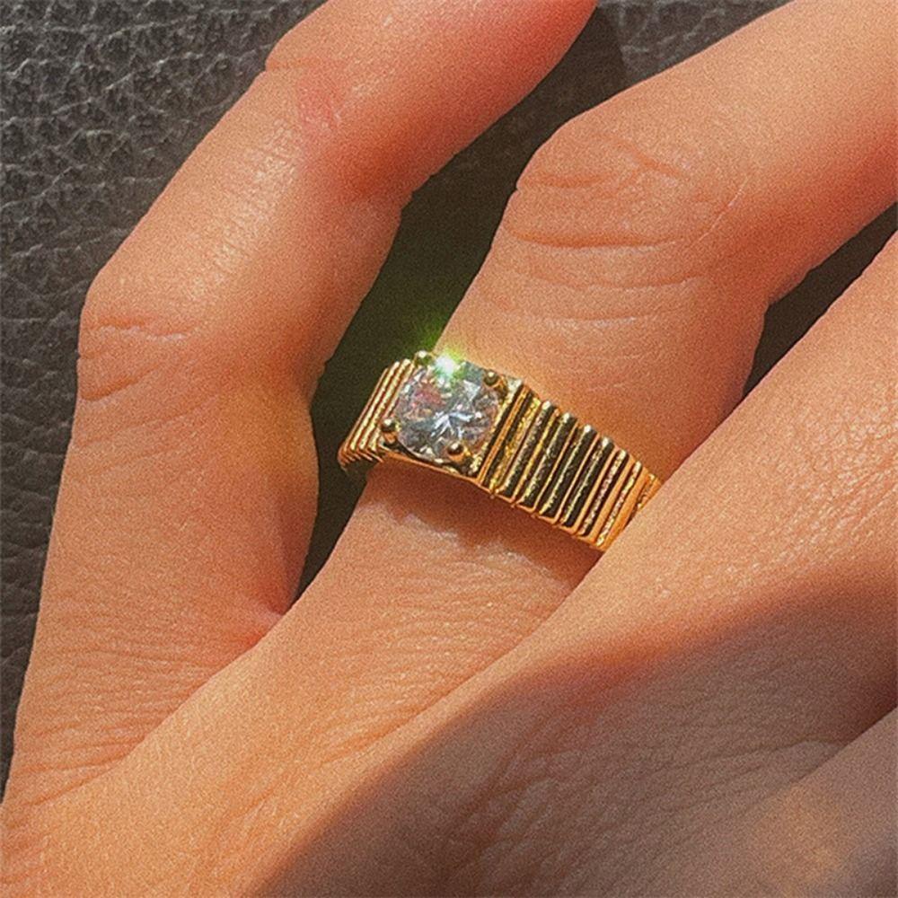 Mxbeauty Zirkon Terbuka Cincin Perak Hadiah Emas Wanita Pesona Adjustable Chic Sederhana Vintage Unisex Jari Cincin