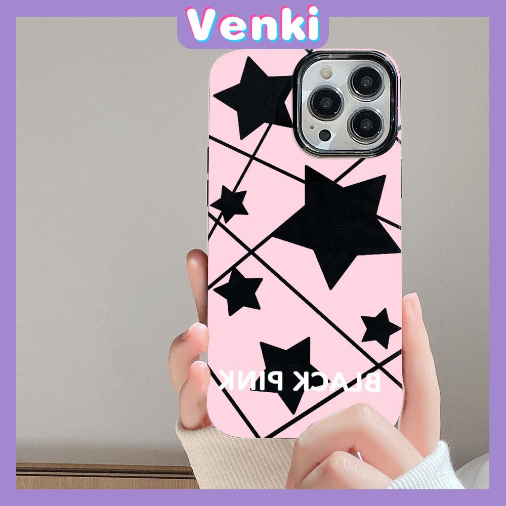 VENKI - For iPhone 11 iPhone Case Black Glossy TPU Soft Case Shockproof Protection Camera Cute Star Compatible with iPhone 14 13 Pro max 12 Pro Max xr xs max 7Plus 8Plus