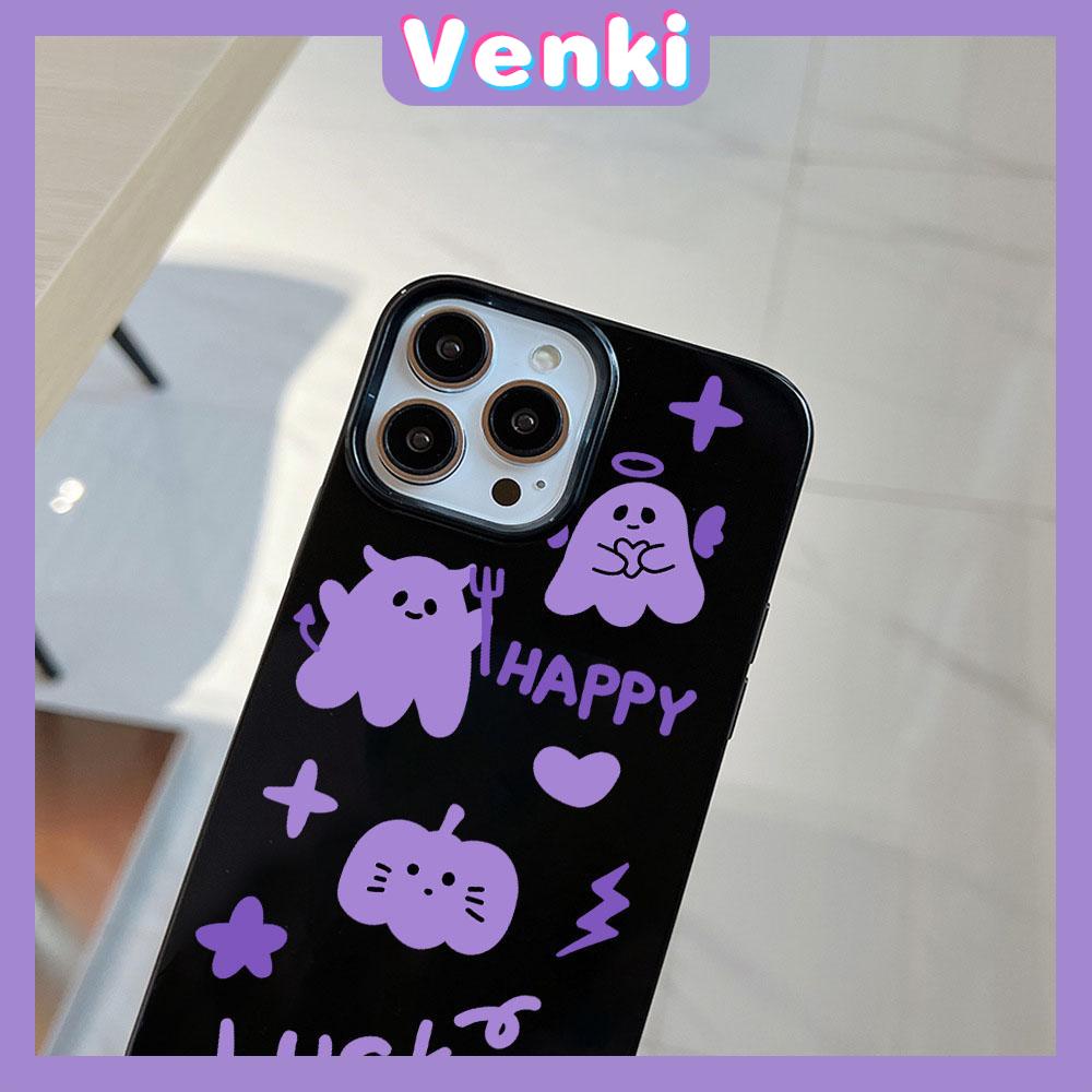 VENKI - For iPhone 11 iPhone Case Black Glossy TPU Soft Case Shockproof Protection Camera Lucky Angel Compatible with iPhone 14 13 Pro max 12 Pro Max xr xs max 7Plus 8Plus