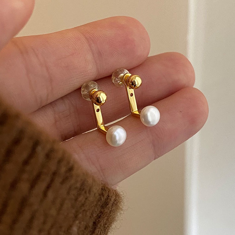 Ay (CN) Anting Mutiara Simple Anting Tusuk Emas Untuk Aksesoris Perhiasan Wanita