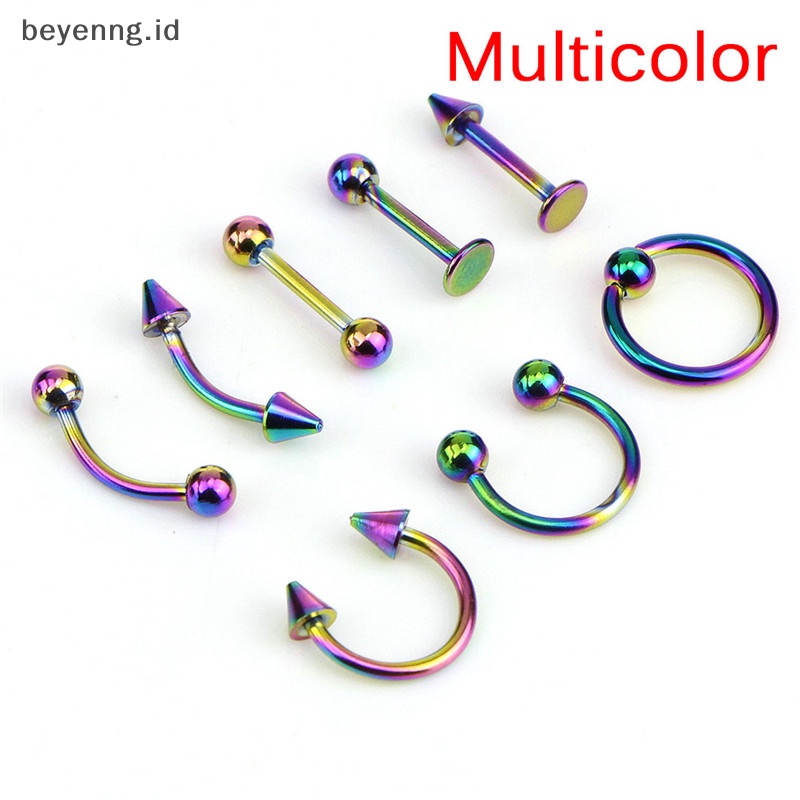 Beyen Campur 8PCS 16G Stainless Steel Helix Perhiasan Telinga Alis Hidung Bibir Rings ID