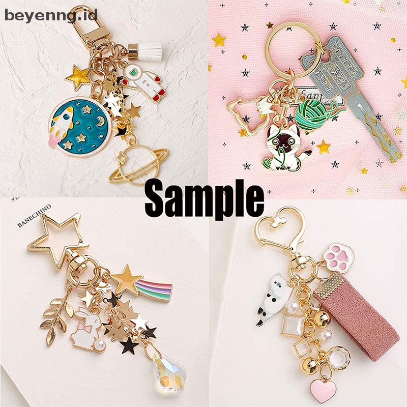 Beyen 10pcs Bintang Pentagram Berongga Gantungan Kunci Key Ring DIY Aksesoris Lobster Clasp ID
