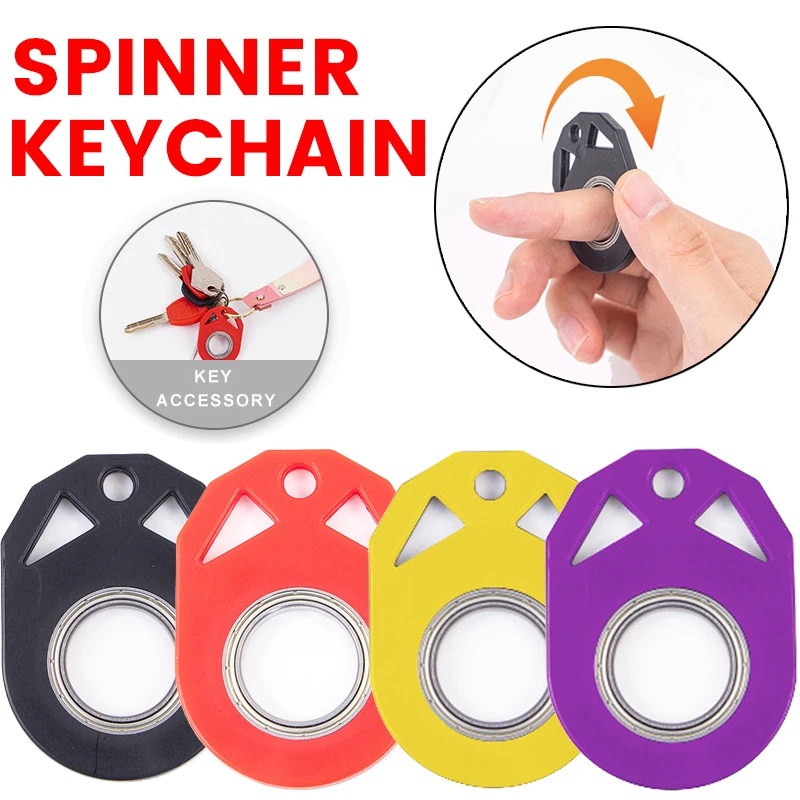 1pc Gantungan Kunci Spinner Untuk Jari Fidget Ring Mainan Untuk Kunci Mobil Luminous Glow in Dark Keychain Spinner Multicolor Spinning Keychain Dewasa Remaja Mainan Penghilang Stress Kecemasan