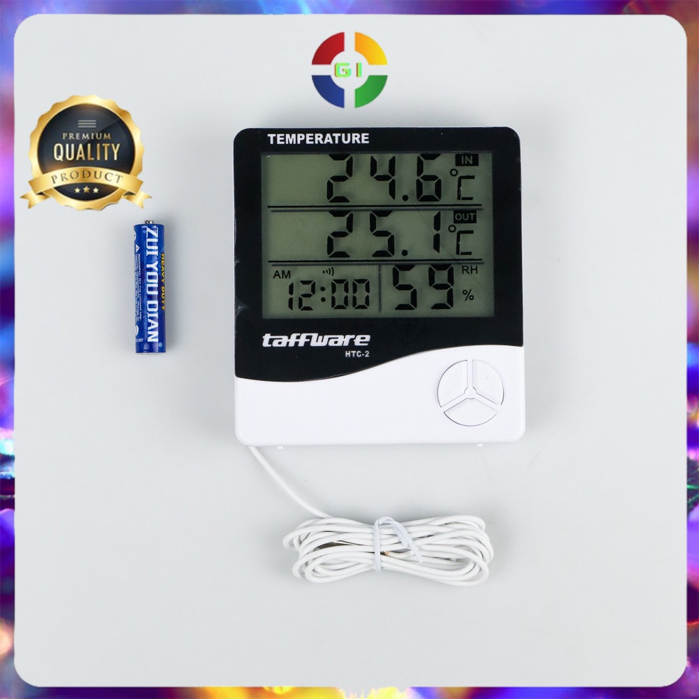 Alat Pengukur Suhu Humidity Digital Temperature Meter Clock White