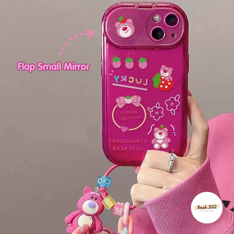 Flip Make Up Mirror Case Untuk VIVO Y12 Y15 Y12S Y20 Y12i Y17 Y11 Y20i Y20s Y20s G Y11s Y20A Y91C Y1S Y12A Y20G Y30G Kartun Toy Story Strawberry Bear Manyo Alien Soft Silicon Case