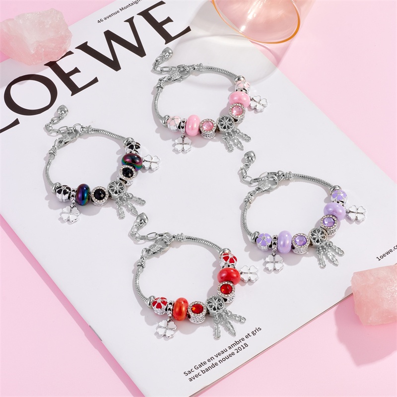 Xiaoboacc Gelang Perak Stainless Steel Untuk Wanita Mewah DIY Dream Catcher Beads Bangles