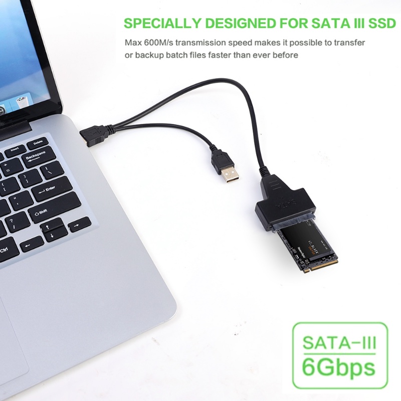 Kabel Data Portable SATA Ke USB Type-C Dual Ports/Kabel Adaptor Hardisk Eksternal 2.5 Inchi/Kabel Sambung SSD Handphone Komputer